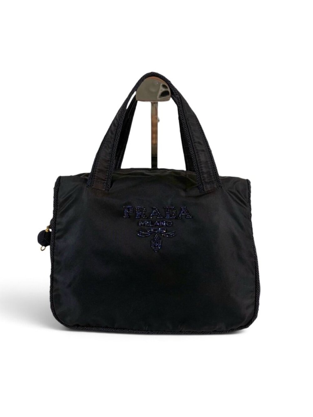 Prada Bead Logo Mini Top Handle Bag Handbag Tessuto Nylon
